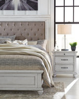 Kanwyn Whitewash King Upholstered Panel Bed Mood Setting D