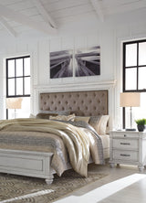 Kanwyn Whitewash King Upholstered Panel Bed Finish Detail