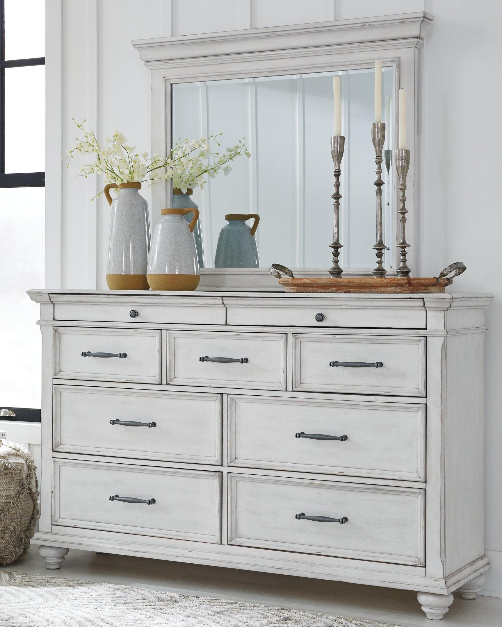 Kanwyn Whitewash Dresser with drawers open