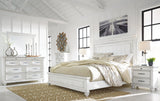 Kanwyn Whitewash King Panel Bed front angle