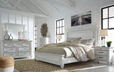 Kanwyn Whitewash Queen Panel Bed whitewash finish close-up