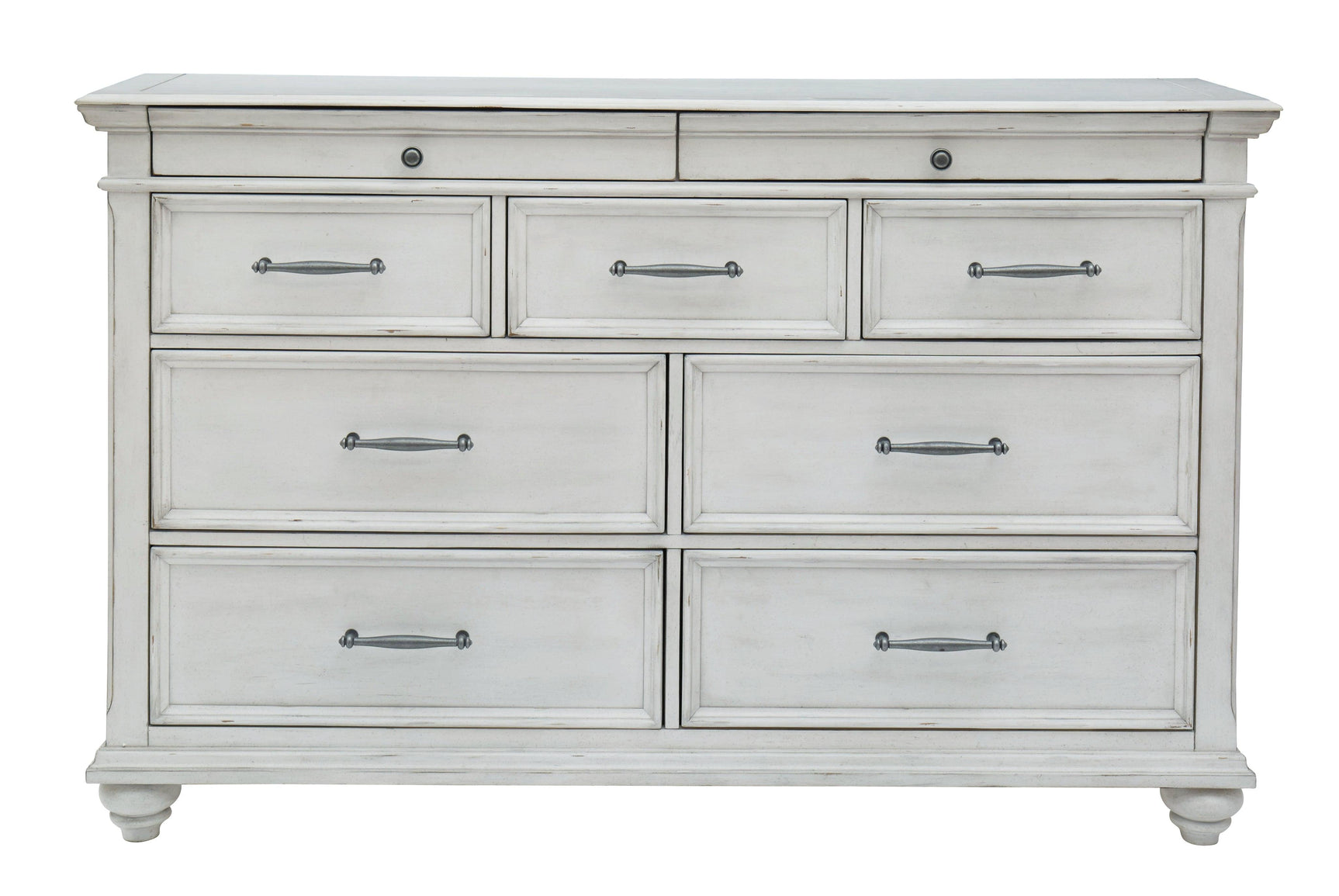 Detailed front view of Kanwyn Whitewash Dresser