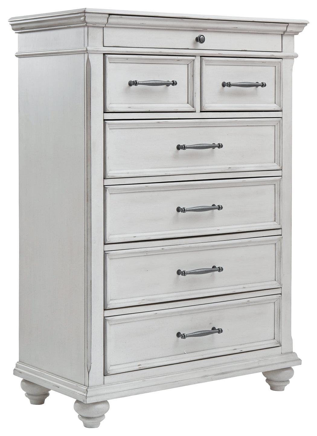 Kanwyn Whitewash Chest Of Drawers - head-on view