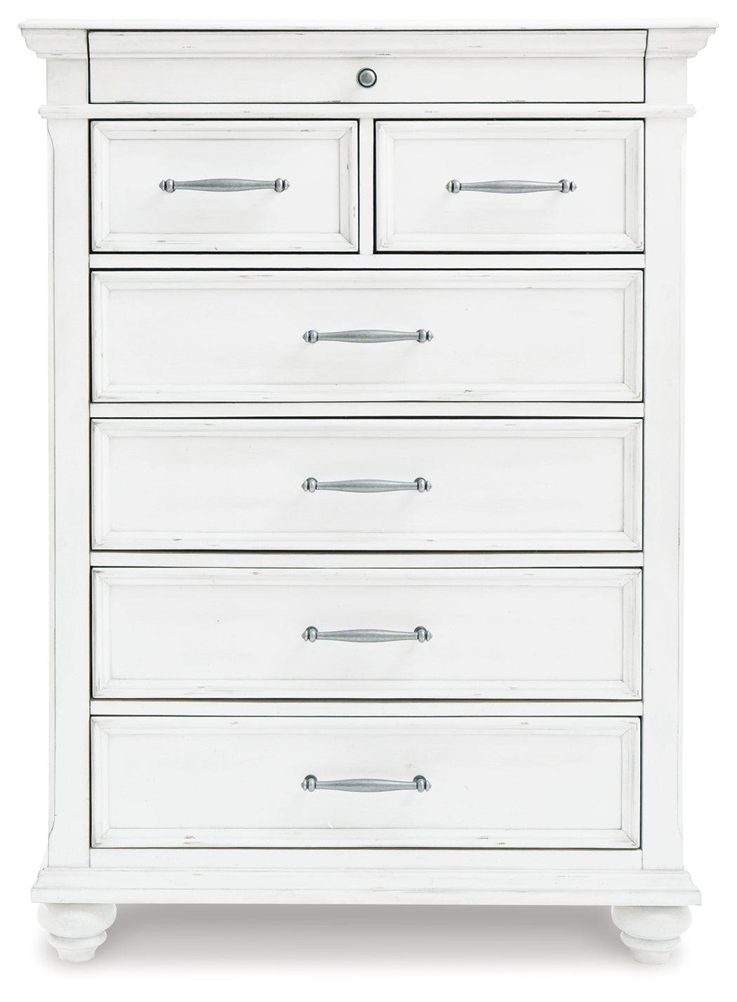 Kanwyn Whitewash Chest Of Drawers - side view