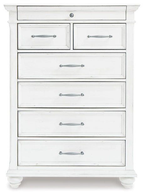 Kanwyn Whitewash Chest Of Drawers - side view