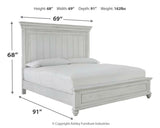 Kanwyn Whitewash Queen Panel Bed dimension illustration