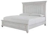 Kanwyn Whitewash Queen Panel Bed angled side view