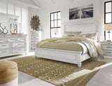 Kanwyn Whitewash King Panel Bed front angle