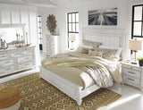 Kanwyn Whitewash King Panel Bed front angle