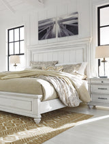 Kanwyn Whitewash King Panel Bed front angle