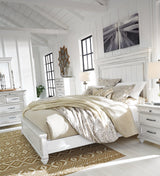 Kanwyn Whitewash King Panel Bed front angle