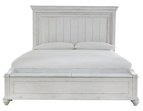 Kanwyn Whitewash Queen Panel Bed full angled view