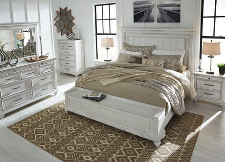Kanwyn King Panel Bed with storage bench mood lighting C