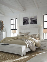 Kanwyn Whitewash Queen Panel Bed night view mood lighting