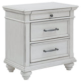 Kanwyn Whitewash Nightstand head-on view highlighting finish