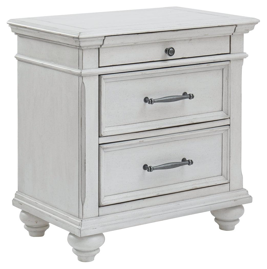 Kanwyn Whitewash Nightstand head-on view highlighting finish