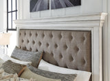 Kanwyn Whitewash King Upholstered Panel Bed Upholstered Headboard Detail