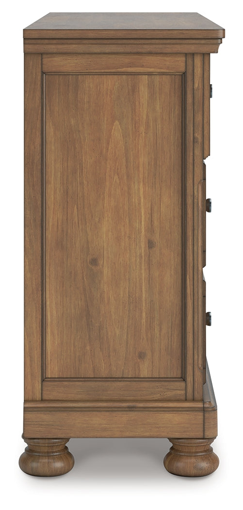 Feddinger medium brown dresser side profile view