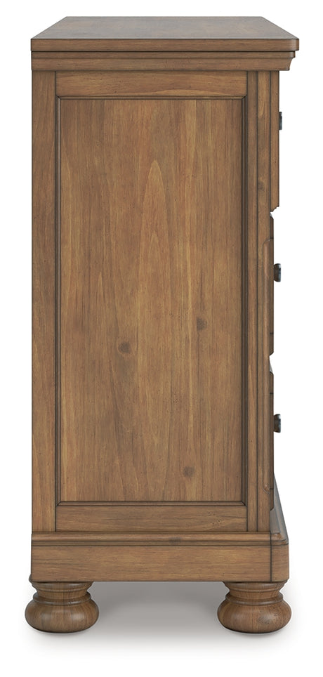 Feddinger medium brown dresser side profile view