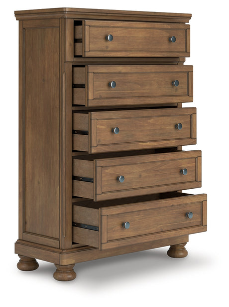 Feddinger Chest of Drawers angled view with open drawer