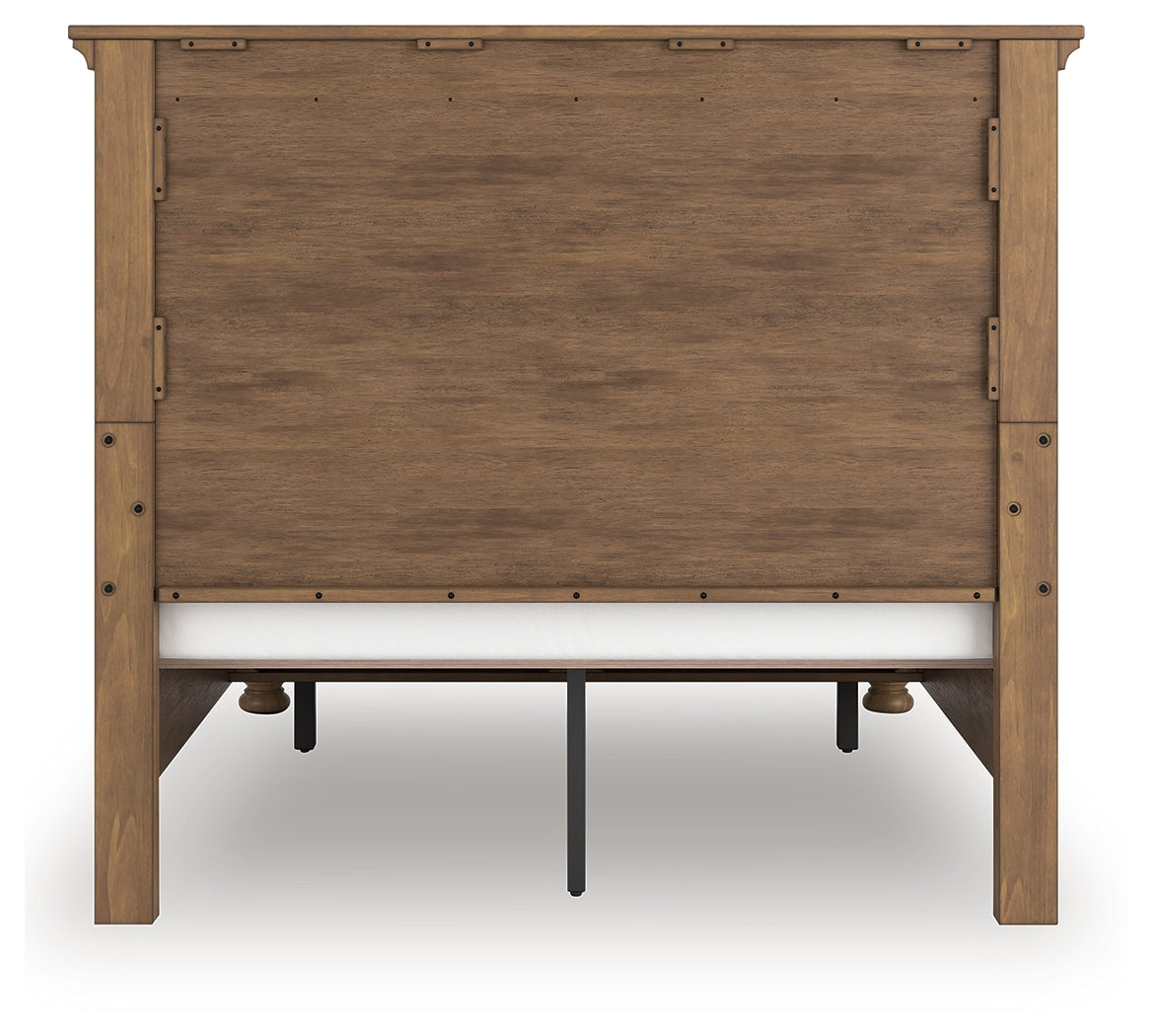 Back view of Feddinger queen panel storage bed