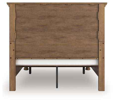 Back view of Feddinger queen panel storage bed