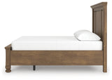 Side angle showing headboard and storage footboard
