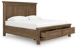 Feddinger king panel storage bed front angled view