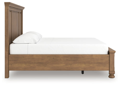 Feddinger bed side view medium brown finish
