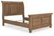 Feddinger Medium Brown Queen Sleigh Bed angled view left side