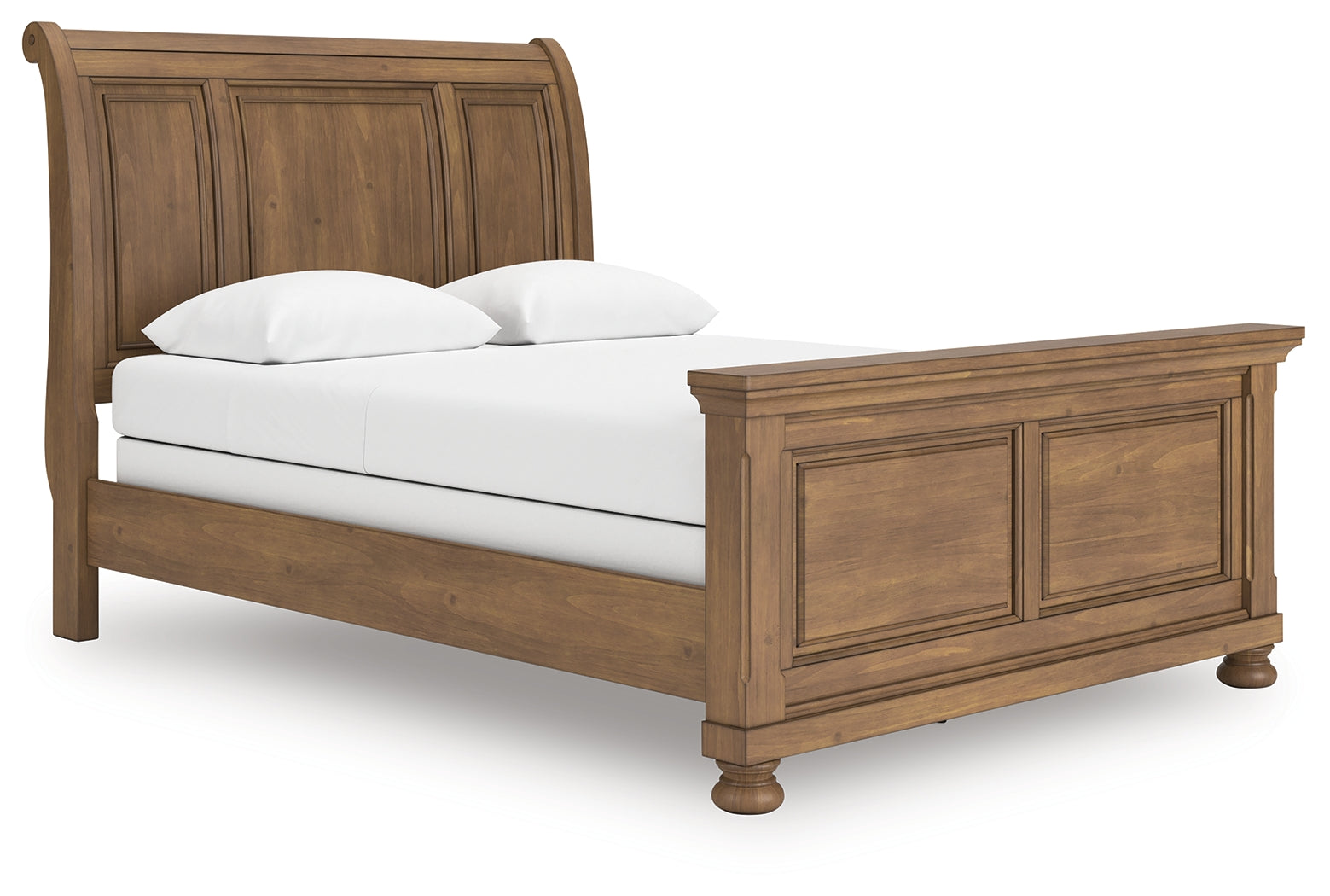 Feddinger Medium Brown Queen Sleigh Bed angled right side