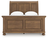 Feddinger Medium Brown Queen Sleigh Bed headboard front close-up