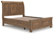 Feddinger queen storage sleigh bed, angled front view