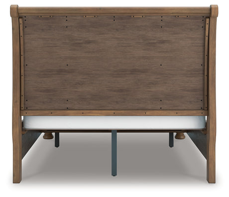 Feddinger queen storage sleigh bed, back view