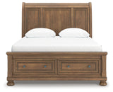 Feddinger queen storage sleigh bed, head-on view