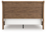 Feddinger king sleigh bed, back view showing panel footboard