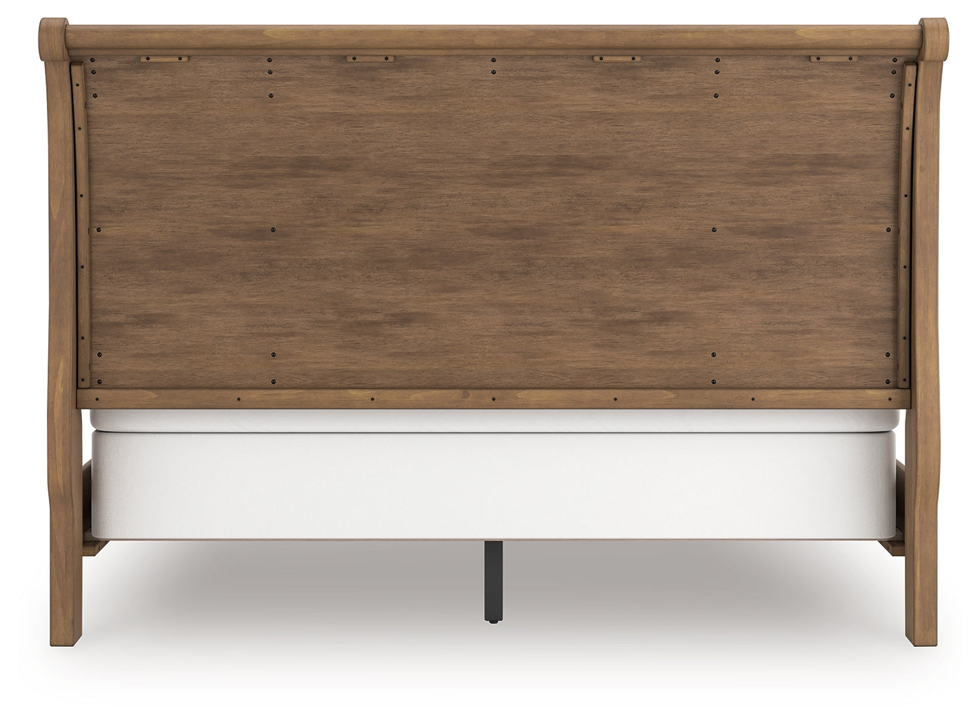 Feddinger king sleigh bed, back view showing panel footboard