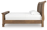 Feddinger king sleigh bed side angle with headboard detail