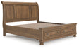 Feddinger King Storage Sleigh Bed angled front view