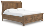Feddinger King Storage Sleigh Bed angled side view