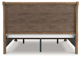 Back view of Feddinger king storage sleigh bed