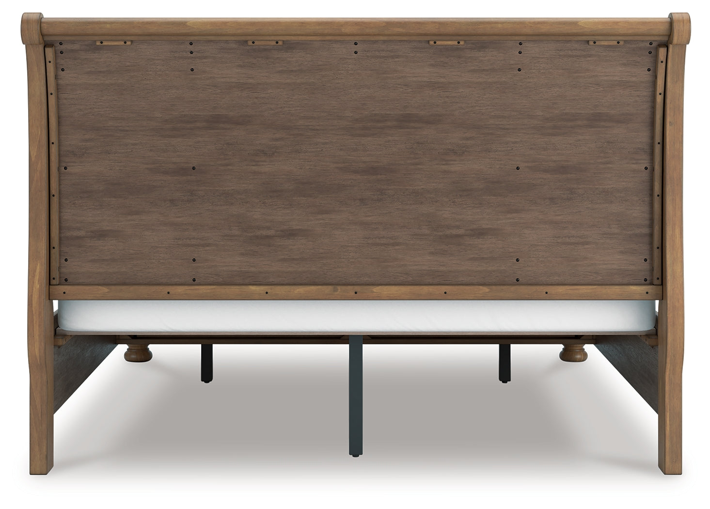 Back view of Feddinger king storage sleigh bed