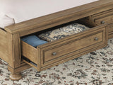 Feddinger Medium Brown Storage Sleigh Bedroom Set King 3: Bed, Dresser, Mirror from Decor Furniture