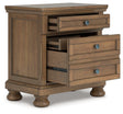 Feddinger Nightstand side angle with drawers open