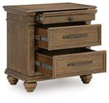 Karallin Medium Brown Nightstand angled view
