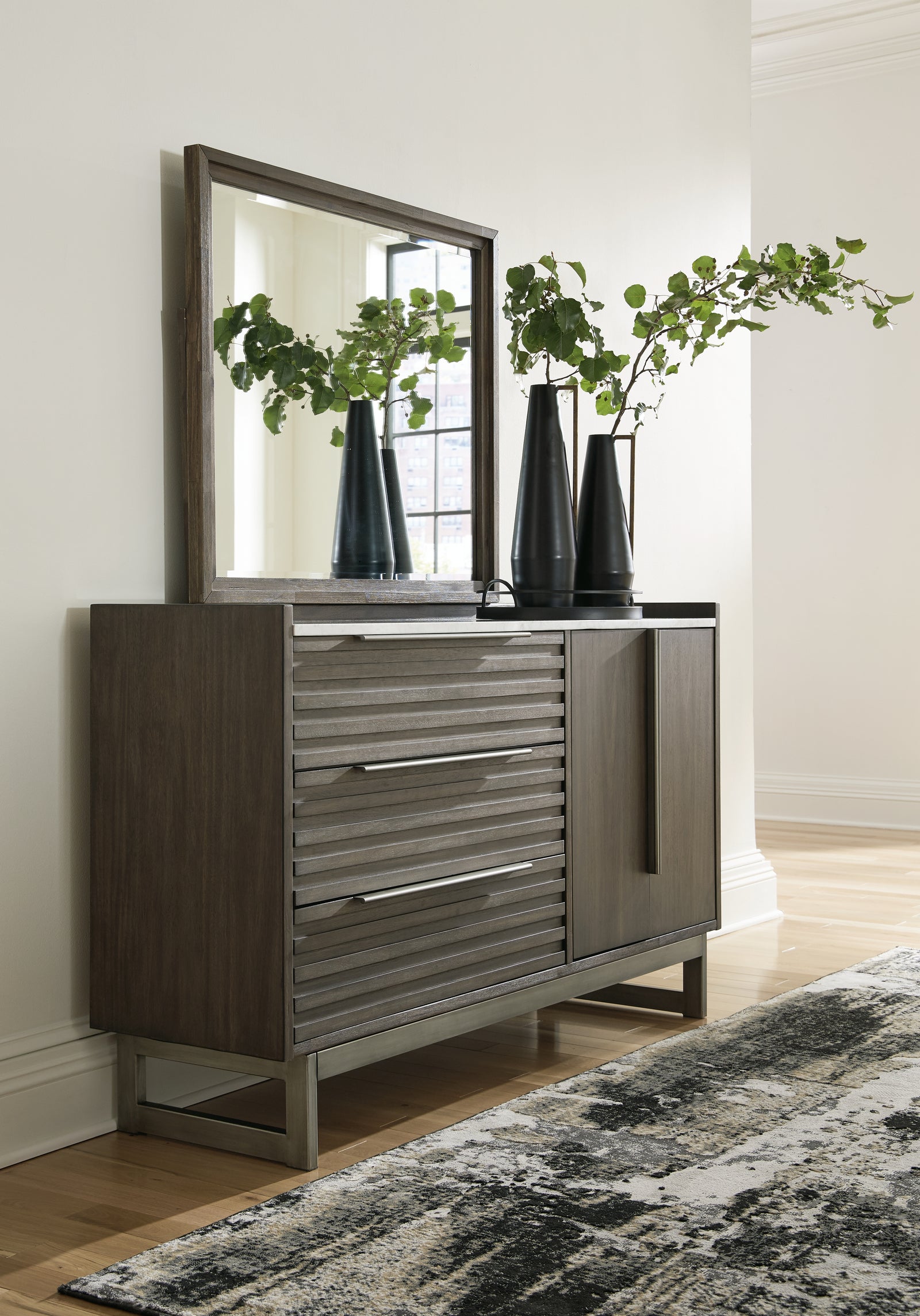 Arkenton Grayish Brown Dresser and Mirror