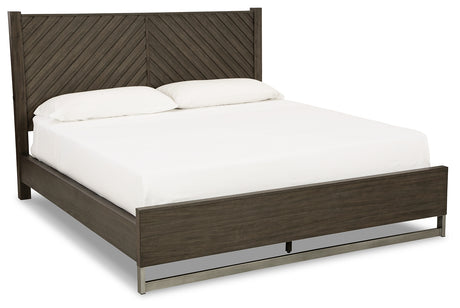 Arkenton King Panel Bed angled side view