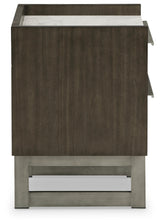Side view of Arkenton nightstand showing textured finish