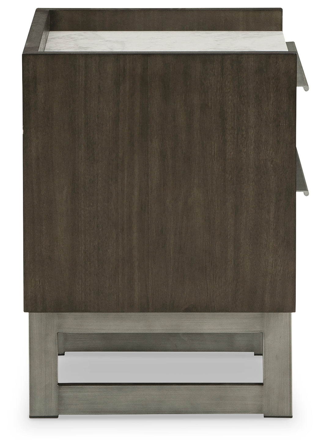 Side view of Arkenton nightstand showing textured finish