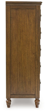 Close-up of oil-rubbed bronze knobs on Sturlayne Chest